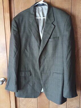 NWOT Lauren Ralph Lauren 46L Wool Blazer Houndstooth Sport Coat Mens Brown Gray
